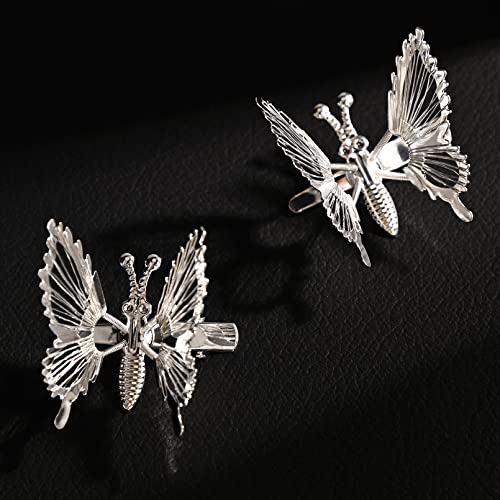 DEEKA 12 PCS 3D Moving Butterfly Hair Clips Metal Silver Moving Wings Butterfly Hair Accessories 90s Hair Clips Barrette for Women and Girls -Silver - color: Silver