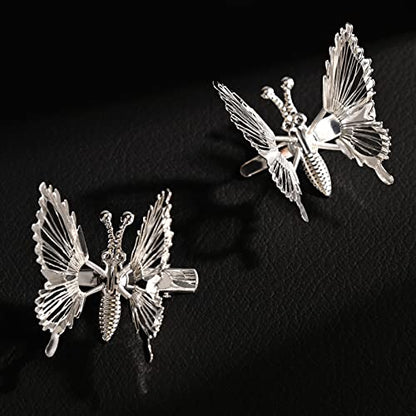 DEEKA 12 PCS 3D Moving Butterfly Hair Clips Metal Silver Moving Wings Butterfly Hair Accessories 90s Hair Clips Barrette for Women and Girls -Silver - color: Silver