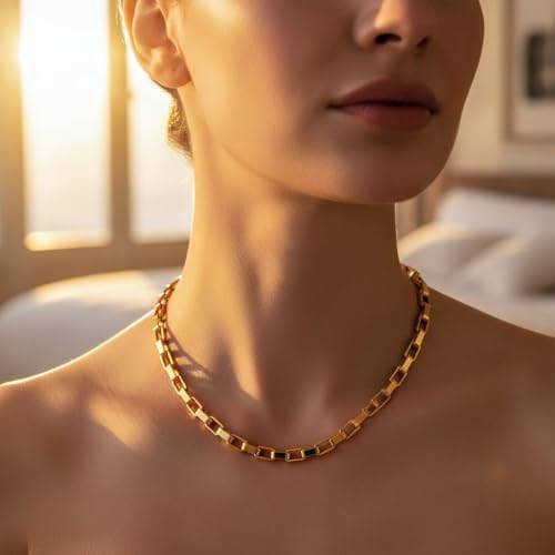 LIFETIME JEWELRY Paperclip Chain Necklace for Men and Women 24k Real Gold Plated Necklace - size: 24 inches, style: 5mm