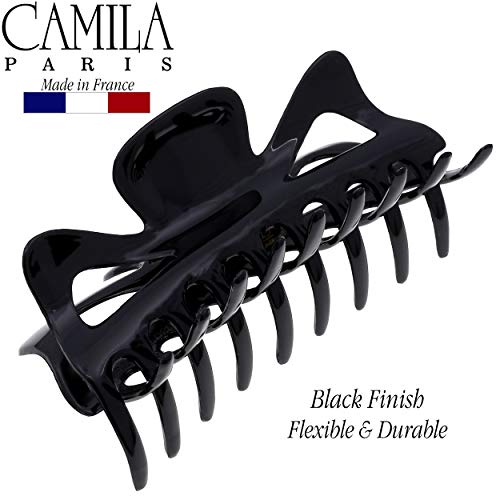 Camila Paris CP3028 French Large Hair Clips for Women Thick Hair for Long Curly Wavy Hair, Girls Hair Claw Clip, Durable Styling Big Claw Clip for Thick Hair, Strong Hold No Slip Grip, Made in France - color: Black 4.5"
