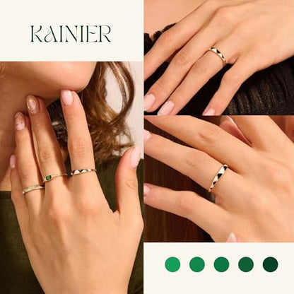 Kainier 6mm 14k Gold Plated Rings Polished Checkerboard Bands Knuckle Statement Pointer Finger Ring Comfort Fit Size 5-9 - color: Triangle rings