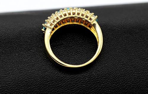 Uloveido Beautiful Women's 7 Stones Wedding Band Oval Cubic Zirconia Engagement Anniversary Rings J501 - color: Light Blue