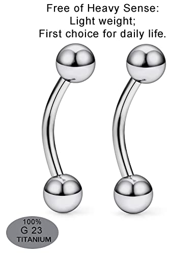14G 16G Eyebrow Piercing Jewelry G23 Titanium Curved Barbell Eyebrow Ring Vertical Labret Lip Jewelry Rook Daith Earrings Piercing Jewelry for Women Men 6mm 8mm 10mm 12mm 14mm 16mm - color: 14G-16mm