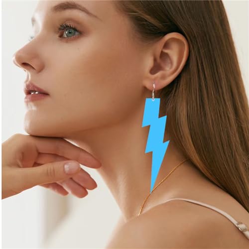 ONLYJUMP Acrylic Exaggerated Lightning Earrings Statement Punk Retro Geometric Delicate Neon Personalized Earrings Accessory Jewelry for Women - color: Exaggerated Blue