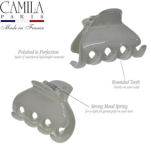 Camila Paris CP3735 French Small Hair Clips for Women, 1.75" Small Claw Clip Fashion Styling Mini Hair Clip Accessories for Women, Strong Hold No Slip Grip Cute Claw Clips, Made in France - color: Gray 1.75"