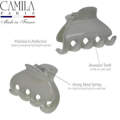 Camila Paris CP3735 French Small Hair Clips for Women, 1.75" Small Claw Clip Fashion Styling Mini Hair Clip Accessories for Women, Strong Hold No Slip Grip Cute Claw Clips, Made in France - color: Gray 1.75"