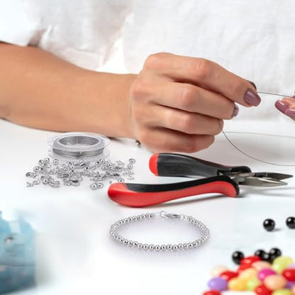 PH PandaHall 700pcs DIY Jewelry Making Supplies Kit Bracelet Findings Kit with Stainless Steel Wire 10m, Stainless Steel Wire Hand Beaded Set for Jewelry Repair Keychains and Necklace Making