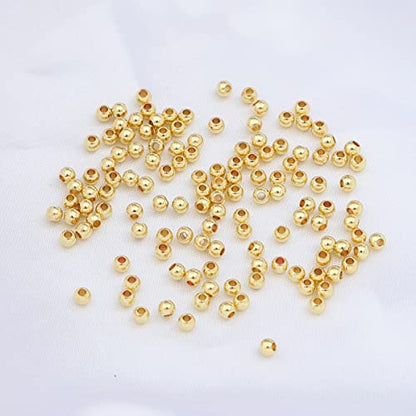 14K Gold Plated Round Spacer Beads 3mm 300pcs for Jewelry Making Findings Non Tarnish - color: 14K Gold, size: 3mm