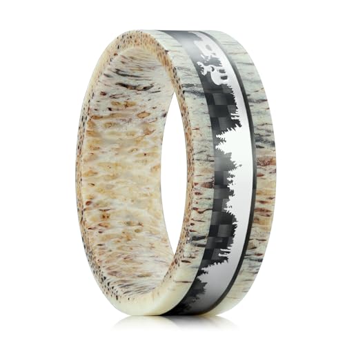 King Will Wood Wedding Band Wood Inlay for Men - color: Deer-8mm