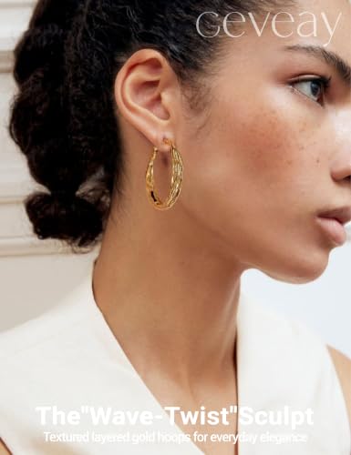 Gold Hoop Earrings for Women Hypoallergenic Lightweight Twisted Hoops Earrings Trendy Chunky Large Big Mobius Gold Earrings 30/40/50MM - color: 40MM Gold