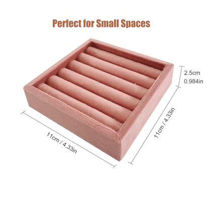 SCIKHETF Velvet Ring Earrings Studs organizer Tray Small Ring Insert Display Tray 5 Slots Stackable (Peach Pink) - color: Peach Pink