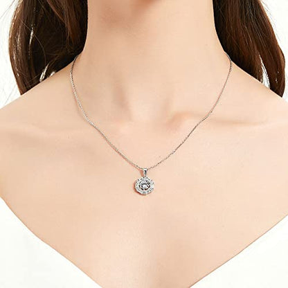BERRICLE Sterling Silver CZ Pendant Necklace for Women, Cubic Zirconia - Cushion, Pear, Princess, Round Cut - Art Deco Halo Designs - style: Brilliance Halo