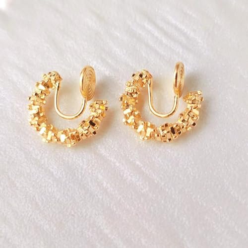 Clip On Hoop Earrings for Women Not Pierced Gold Silver Large Chnky Square Twisted Comfortable Coil Hoop Clip On Earrings - color: Metallic Gold