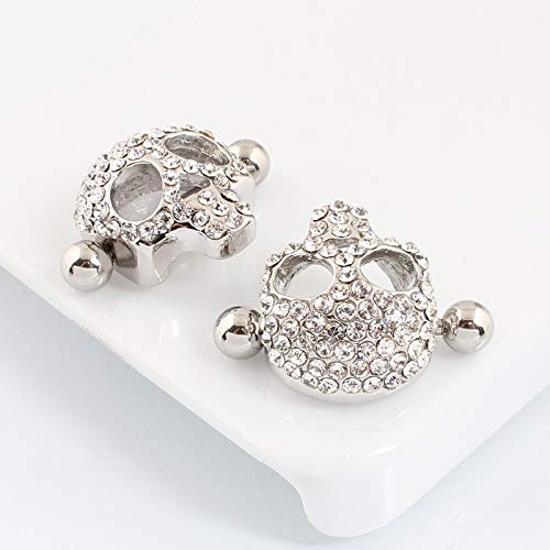Nipple Rings for Women Stainless Steel Nipple Piercings 3D Skull Nipple Jewelry a Pair - color: silver