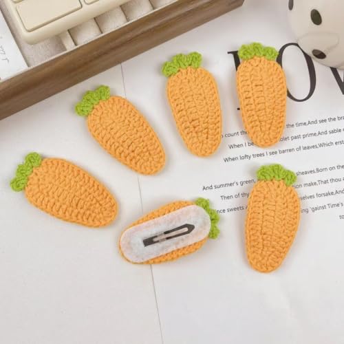 3 Pcs Handmade Crochet Carrot Hair Clips Funny Knitted Hair Accessories Gift