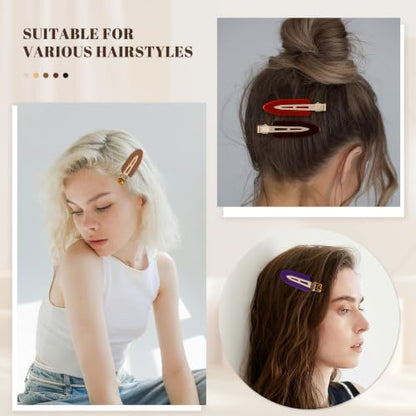 10 Pcs Creaseless No Crease No Bend Flat Hair Clips For Styling Non Slip Makeup Clips For Women Salon Hairstyle,Brown Purple Red - color: Brown Purple Red