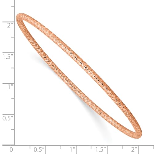 Chisel Polished & Textured Slip-On Bangle in Rose-Tone Stainless Steel, 2mm