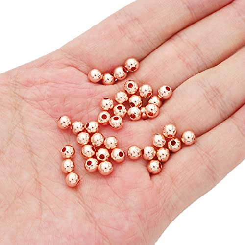 Rose Gold Plated Round Spacer Beads 5mm 60pcs for Jewelry Making Findings Non Tarnish - color: Rose Gold, size: 5mm