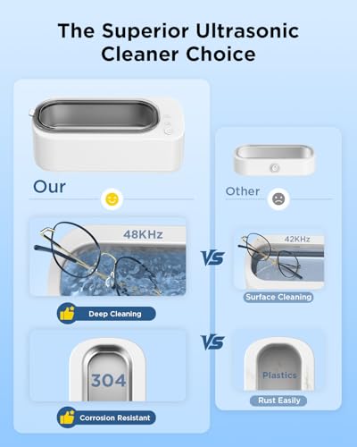 Ultrasonic Jewelry Cleaner Machine: 48KHz Ultra Sonic Cleaner for Jewelry,Eyeglass,Rings,Watch Band,Dentures,with Dual Cleaning Modes,350ML 304 Stainless Steel Tank,Gift for Wife,Mom,Daughter - color: White