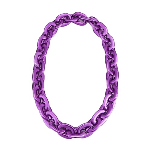 Passed colorfast test 39-inch Large Plastic Chain Necklace with Gift Box | 2/4 Pack with Gift Box,Gold Plastic Chain,Hip Hop Rapper Style, Fade Resistant,Detachable,for Parties, Awards,Prizes, Unisex - color: Purple