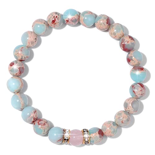 Healing Bracelet For Women Anxiety Beaded Bracelets Jewelry Healing Stone Crystal Bracelet Stress Relief Yoga Beads Chakra Bracelets Gifts For Women pink - color: african Opal