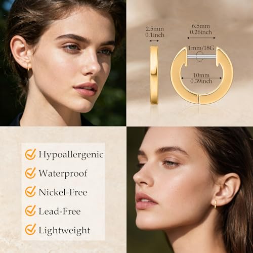 Limerencia G23 Pure Titanium Hypoallergenic Huggies Hoop Earrings for Women Sensitive Ears - color: gold