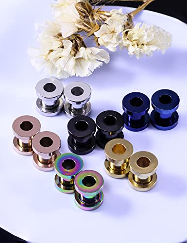 Vsnnsns 14G 12G 8G 6G 4G 2G 0G 00G Stainless Steel Ear Tunnels Screw Fit Ear Plugs Tunnels Gauges Set 1.6MM 2MM 3MM 4MM 5MM 6MM 8MM 10MM - color: 2G-6.0mm