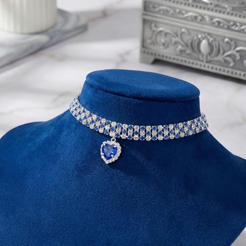 Silver Plated Necklace Earrings Bracelet Crystal Bridal Wedding Jewelry Sets for Wedding princess birthday party Halloween Prom Pageant Jewelry - color: 4-blue