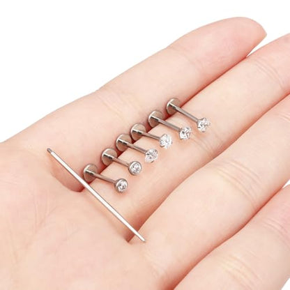 20G 18G 16G F316 Titanium Flat Back Nose Rings Studs Hypoallergenic Screw on Tragus Helix Cartilage Earrings Stud Piercing Jewerly for Women Men Bars 6mm - style: 18G Flat Back Nose Studs-bars 8mm
