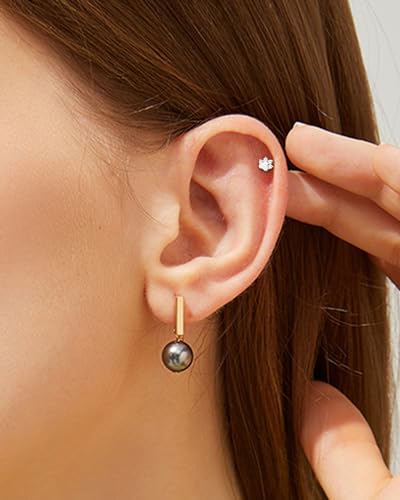 G23 Titanium Cartilage Earring Stud for Helix 16g Flat Back Dog Paw Cartilage Piercing Jewelry Front Top Screw Helix Tragus Earrings - color: Paw-6mm