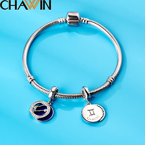 Zodiac Sign Charms for Charm Bracelets - 925 Sterling Silver Necklace Pendants, 12 Constellation/Horoscope Star Dangle - Dangling Birthstone Beads, Birthday Gifts for Women/Men. - color: Gemini (5.21～6.20)
