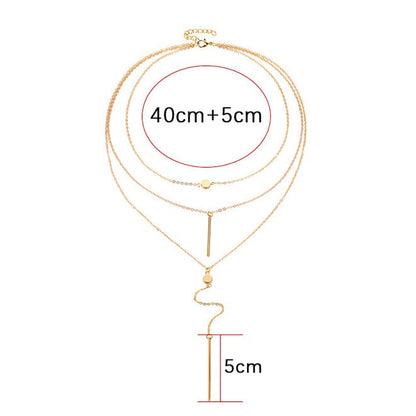 COLORFUL BLING Multilayer Choker Long Chain Tassel Pendant Necklace for Women Beads Necklace Long Bar Charm Chain Jewelry - color: C gold bar