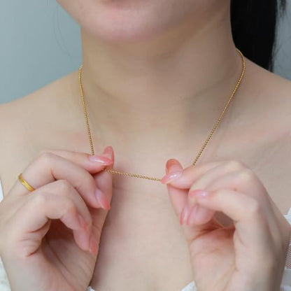 14K Gold Plated Paper Clip Chain Link Necklace Satellite Chain Necklace for Women - color: Dainty Ball Chain