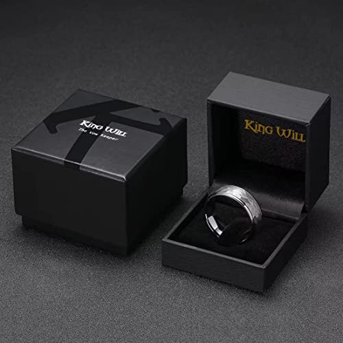 King Will Hammered 8mm Silver Tungsten Ring Hammer Men Wedding Band Comfort Fit - color: domed