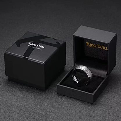King Will Hammered 8mm Silver Tungsten Ring Hammer Men Wedding Band Comfort Fit - color: domed