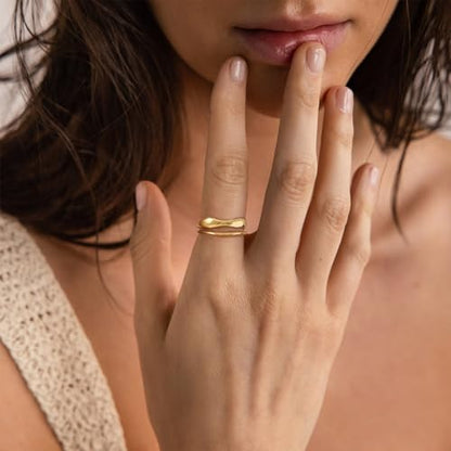 Rings for Women,Dainty Ring Set 14K Gold Plated Thumb Rings Non Tarnish Chunky Size 6-10 Gold Jewelry Gifts for Women