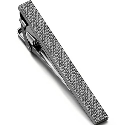 Gold Silver Black Tie Clips for Men, 2.36in Tie Bar & Pin with Gift Box | Solid Brass Protects Silk Ties. Men's Accessories ideal for Business, Wedding, Formal, Husband, Boyfriend, Father - style: Gunmetal Black