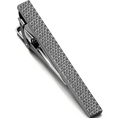 Gold Silver Black Tie Clips for Men, 2.36in Tie Bar & Pin with Gift Box | Solid Brass Protects Silk Ties. Men's Accessories ideal for Business, Wedding, Formal, Husband, Boyfriend, Father - style: Gunmetal Black