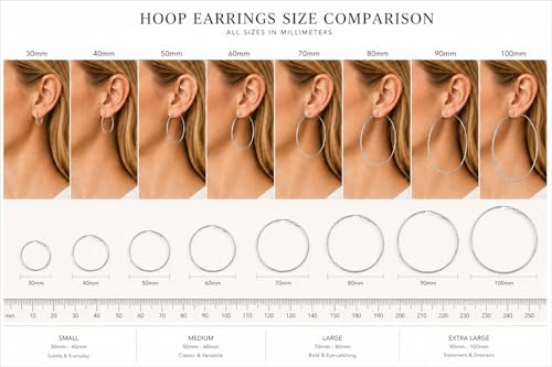 TIZU Big Hoop Earrings for Women Stainless Steel Hypoallergenic 14K Gold/Rose Gold/Black/Silver Hoop Earrings, 40mm/50mm/60mm/70mm Hoops Earrings Birthday Mothers Day Jewelry Gifts Women - color: Silver, size: 70mm