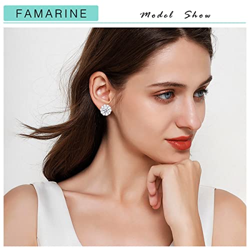 FAMARINE CZ Clip on Earrings for Women Clip Earring Non-pierced Earrings - style: Round