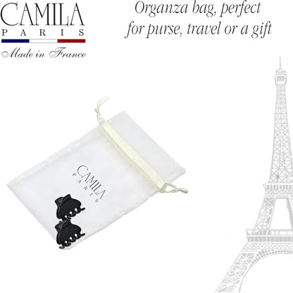 Camila Paris CP3642 French Hair Clip for Women, Small 1 inch Set of 2 Girls Hair Claw Clips Jaw Fashion Durable and Styling Hair Accessories for Women, Strong Hold No Slip Grip, Made in France - color: Black 1" 2PK