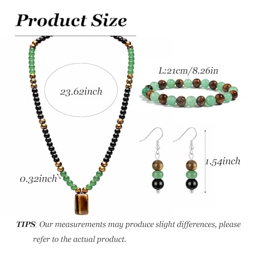 Money Bracelets Necklace Jewelry Set for Women Men Jade Crystal Tiger Eye Obsidian Beaded Necklace Feng Shui Good Luck Money Bracelet Wealth Attraction Accessories Outfits Protection Jewelry Gifts - color: A6