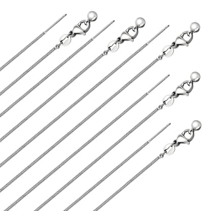 10Pcs Stainless Steel Round Snake Adjustable Chain Bulk for Jewelry Making 1mm Necklaces Chains for Women Personalized Jewelry - color: Silver Snake