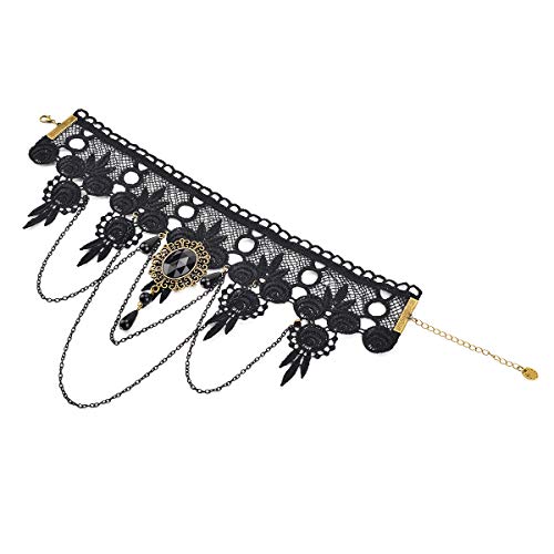 iWenSheng Halloween Costumes Jewelry for Women - Steampunk Black Lace Choker Necklace Gothic Jewelry Accessories, Vampire Choker Necklace Costume for Teen Girls - color: 1#