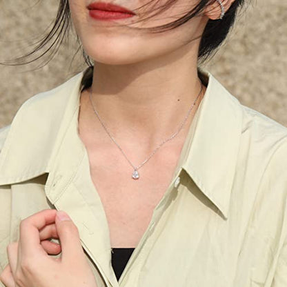 S.Leaf 18K Gold Plated Cubic Zirconia Choker Necklace for Women 925 Sterling Silver Layered Coin Moon Star Heart Circle Crystal Lariat Pendant Necklaces Gifts for Women Trendy - color: Teardrop_Silver