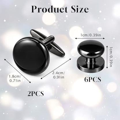 4Pairs Tuxedo Shirt Studs, Men's Tuxedo Buttons and Cufflinks | Men’s Jewelry Accessories Suitable for Black Suit White Shirts Vest and Red Bow tie on Wedding or Anniversary and Birthday