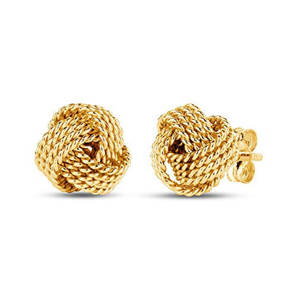 LeCalla Sterling Silver Love Knot Stud Earrings - Lightweight Italian Design Twisted Earrings for Women - color: Small Yellow-Gold Knot