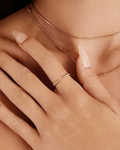 PAVOI 18K Gold Plated Open Eternity Ring | Cubic Zirconia Stacking Bands for Women | Dainty Stackable Rings for Women - color: White Gold