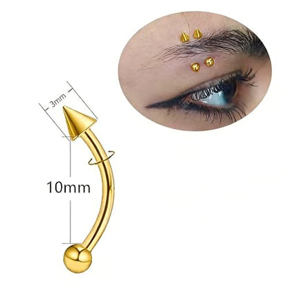 Zolure Eyebrow Piercing Jewelry Curved Barbell Stianless Steel Tiny Eyebrow Ring Daith Rook Earrings Vertical Labret Lip Jewelrys Ear Helix Conch for Women Men 16g 6mm/8mm/10mm - color: 16G 6mm/8mm/10mm #1G