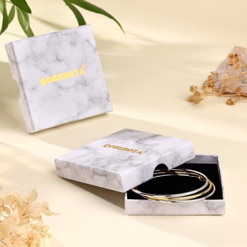 Stackable Bangles Bracelets for Women Two Tone Bracelet Stack | Stainless Steel Non Tarnish Gold and Silver Bracelet Set Mixed Metal Triple Interlocked Bangle Bracelets - size: Small